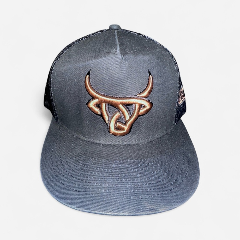 Black and Brown Lost Calf Bull Logo Mesh Trucker hat